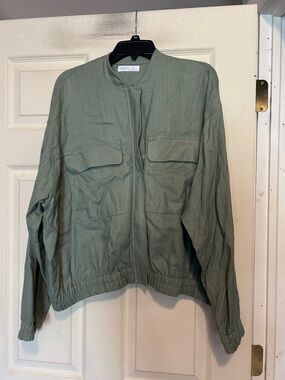 Primark Light Green Bomber Zip Jacket Size Large